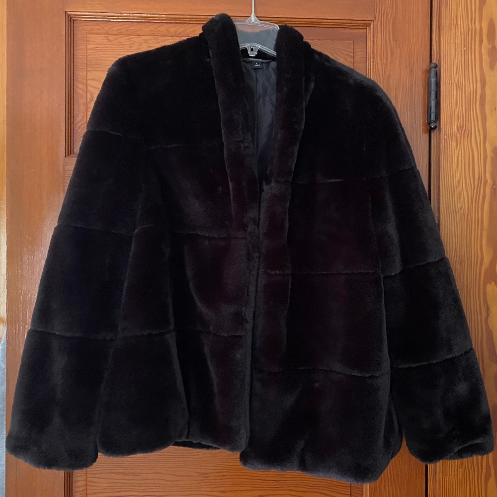 Black faux fur coat